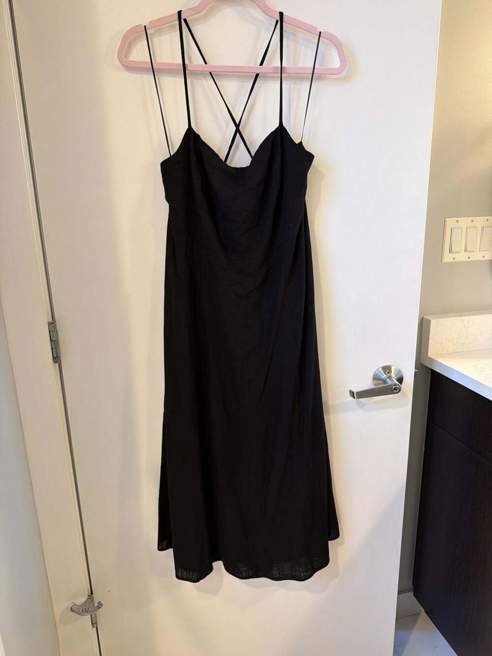 Sunday in Brooklyn Black Strappy Back Cowl Neck Midi Dress